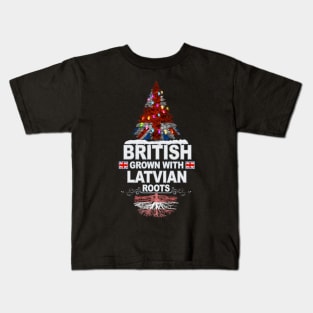 British Grown With Latvian Roots - Gift for Latvian With Roots From Latvia Kids T-Shirt